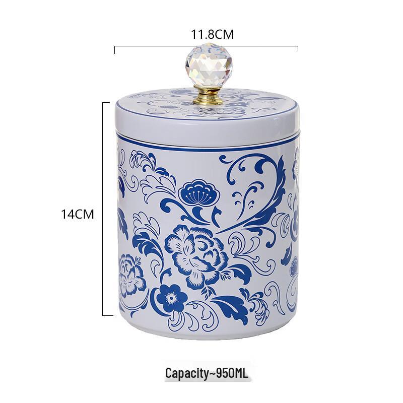 ZISIZ Blue and White Porcelain Sealed Storage Jar