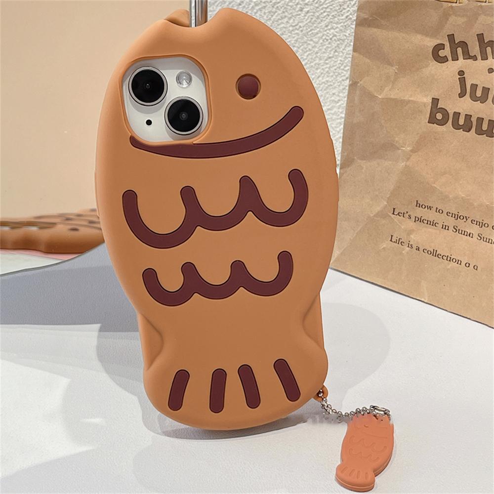 Japonya Sevimli 3d Snapper Yaki Silikon Telefon Kılıfı Iphone 14 13 12 11 Pro Max Güzel Balık Kolye Koruyucu Yumuşak Kapak Funda