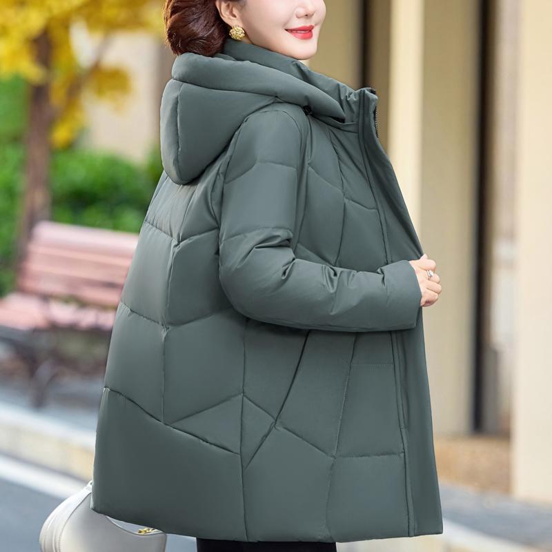 Plus Size XL-6XL Middle Age Women's Down Coats Winter Vintage Parkas Hooded Elegant Loose Thick Warm Down Jackets Woman Outerwears