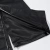 European and American Women's Faux Leather Fashion Trench Coat Jacket