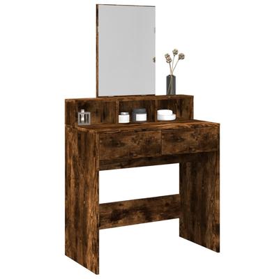 Vidaxl Dressing Table With Mirror, Smoked Oak, 80X41X144.5 Cm