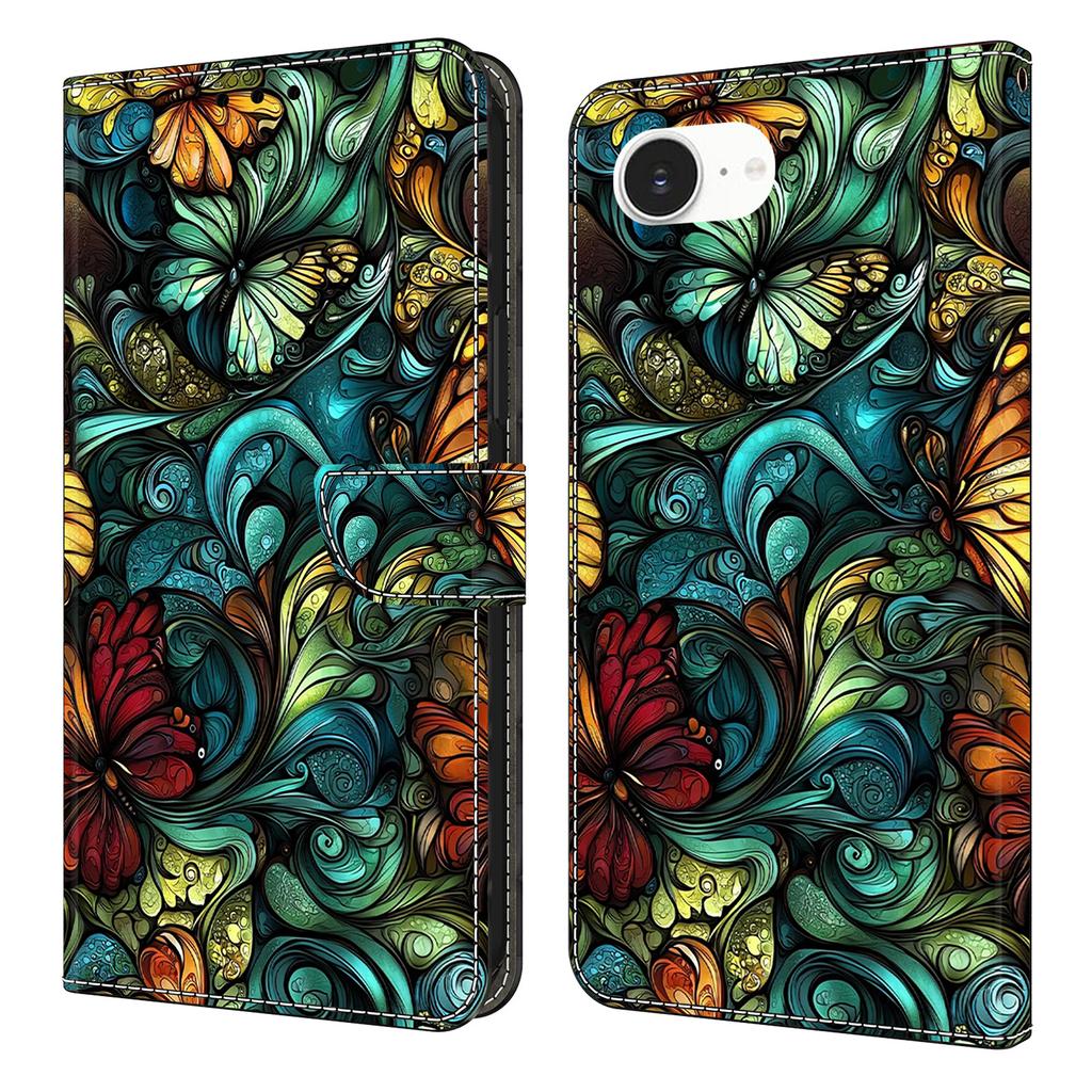 For iPhone 16e Wallet Case Pattern Printing PU Leather Flip Stand Phone Cover