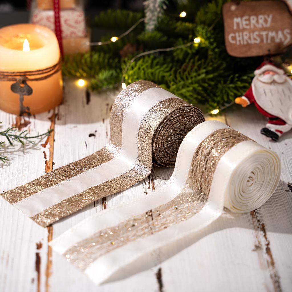 5m Christmas Decorations High-end European-style Ribbon Gold Ribbon Atmosphere Layout Decoration Mesh Ribbon