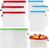 MAQIHAN 12PCS Reble Produce Bags - Mesh Produce Bags Drawstring Reble Washable Vegetable Storage Bags Refrigerator Keep Fresh Grocery Food Fruits