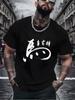 Unisexs Summer Short Sleeve T Shirt Chinese Ink Horse Year Calligraphy Print Soft Oriental Casual Street for Male Daily Wear Tops