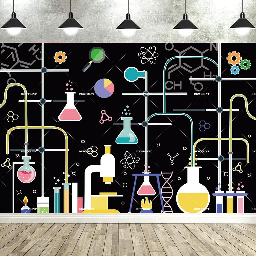 Dewprint Science Themed Background Banner for Chemistry Math Geometry and Physics Back to school Party Decoration Banner