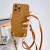 Leather Lanyard Case for Samsung Galaxy S24 S23 Ultra S22 S21 Plus S20 FE Note 20 A54 A14 Crossbody Strap Liquid Silicone Cover