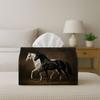 2D Flat 1pc Classical Realistic Animal Tissue Box- Stallion Horse Pair Napkin Storage Box, Suitable for Rolls/Facial Tissues/Single Sheets, for Home/C