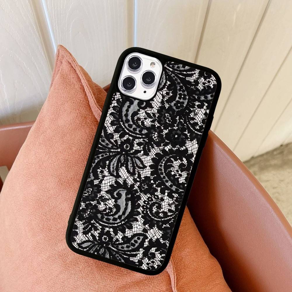 Lace Pattern For IPhone 11 12 13 14 15 16 17 Pro Max Plus TPU+PC Shockproof Back Phone Cases