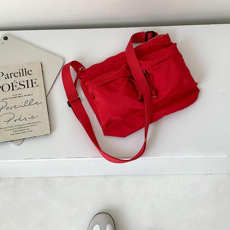 Women's Lightweight Nylon Cloth Crossbody Bag Female Multi Pocket Shoulder Bags Solid Color Casual Ladies Purse Handbags