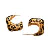 C-ring leopard print stud earrings, unique niche earrings, light luxury and high-end sense, painless mosquito coil disc ear clips, no ear piercings.