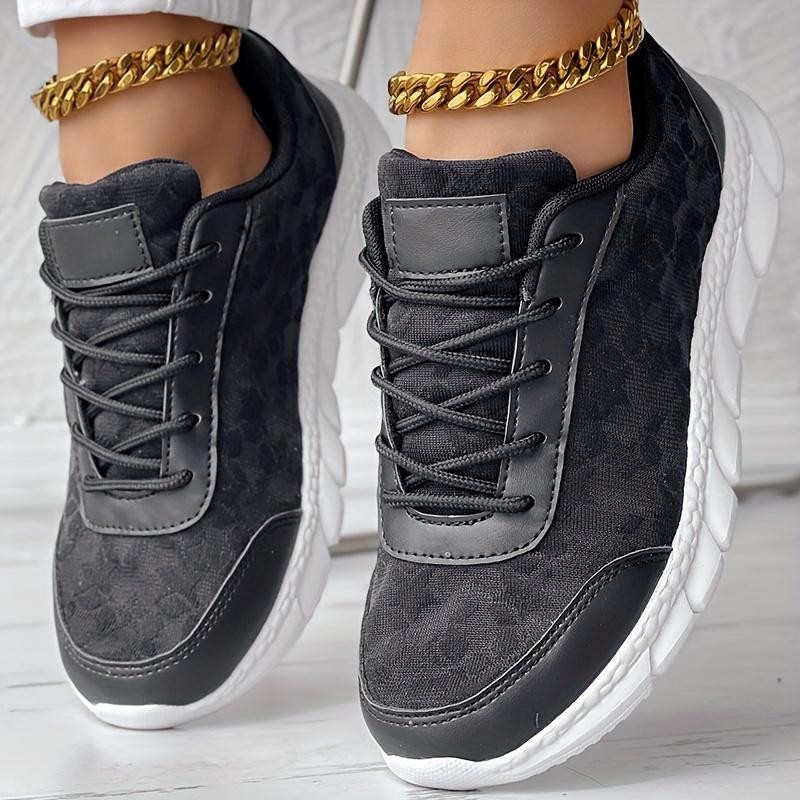 

Женские модные кружевные кроссовки с цветочным узором, белая повседневная спортивная обувь, удобная обувь на шнуровке с толстой подошвой 36 чёрный