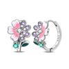 New 925 Silver Sparkling Pink Heart-Shaped Flower Women Earring Brilliant Wedding Engagement Star Earrings Jewelry Gift
