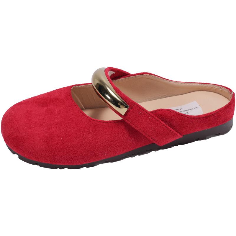 

Retro versatile round head flat bottom suede light mouth single shoes women s 2025 new spring and autumn versatile skirt Mary Jane shoes 35 красный