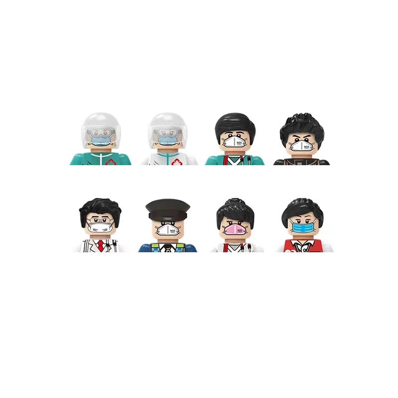 Non-Toxic City Characters Action Figures Building Blocks Policeman Teacher Fireman Occupation Mini Figurine Dolls Bricks Set Children Toys