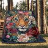1pc Tiger FlowersOutdoor Blanket, Soft And Comfortable Blanket, Casual Warm Outdoor Blanket, Good Birthday Gift Yy260328088