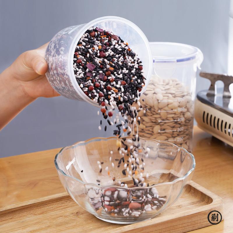 Sealed Storage Box Transparent Kitchen Food Grain Organizer Storage Tank Plastic Large Capacity Moisture-proof Sealed Jars