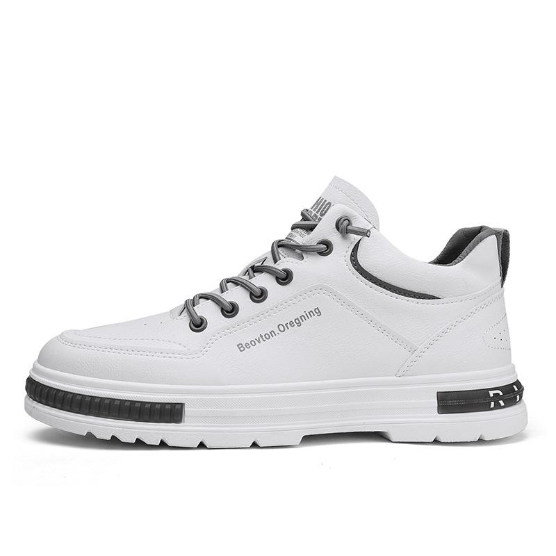 Trendy Bílé Kotníkové Boty Pánské Podzimní Šněrovací Kožené Boty Pánské Volnočasové Tenisky Muž Stylové Kotníkové Boty Krátké Boty Chlapecké Tréninkové Boty