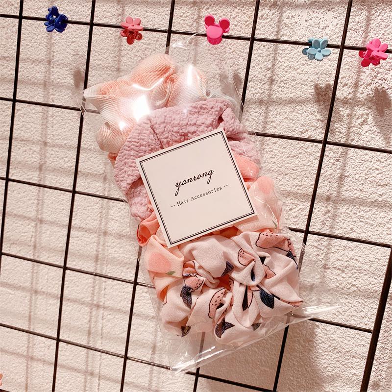 New 5PCS/Set Candy Color Printing Hair Ties For Women Cute HairBand Ponytail Holder Elastic Rubber Band Fashion Hair Accessories