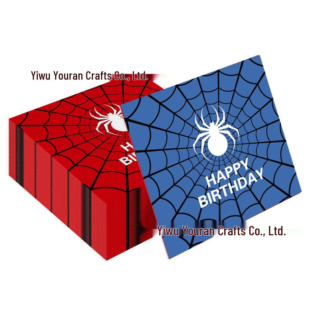 Spider-Man Themed Party Set: Disposable Plates, Tablecloth, and Napkins.