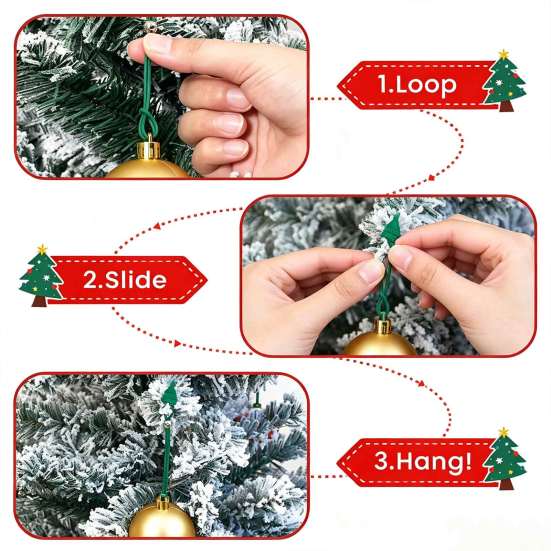 Decorative Garland Hangers 12 Pcs Christmas Hanger Ribbons, Silicone Ornament And Strings for Holiday Party Decor Accessories Tree, Adjustable Sliding