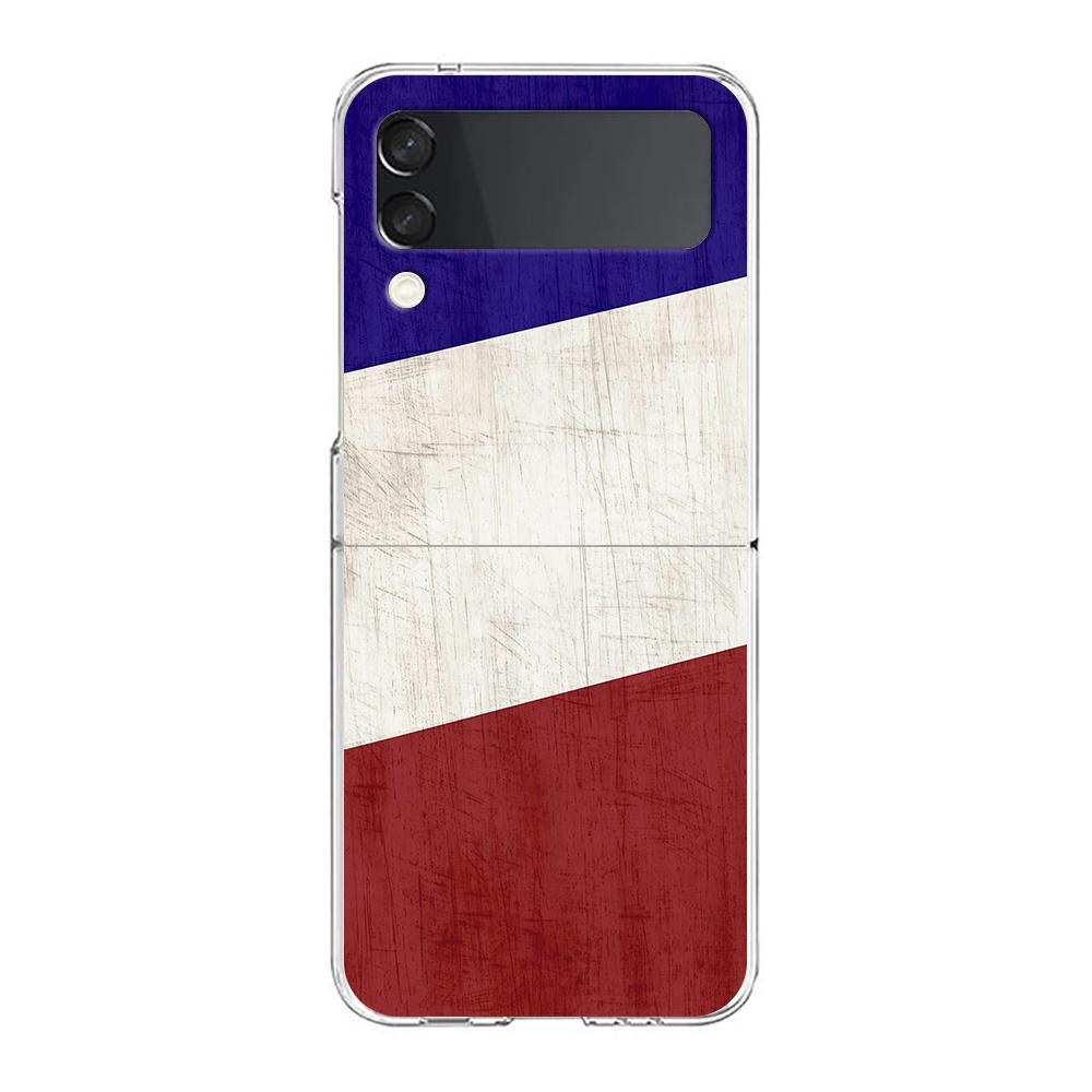 France Flag Soccer Paris Phone Case For Samsung Galaxy Z Flip 3 4 5 Hard Folding PC Shell For Samsung Z Flip3 Clear Back Cover