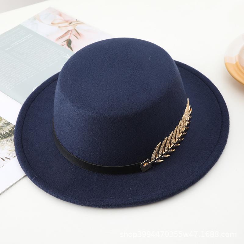Autumn and Winter New Retro British Style Flat Top Top Hat Couple Men and Women Gentleman's Hat Spring and Autumn Small Flat Brim Woolen Warm