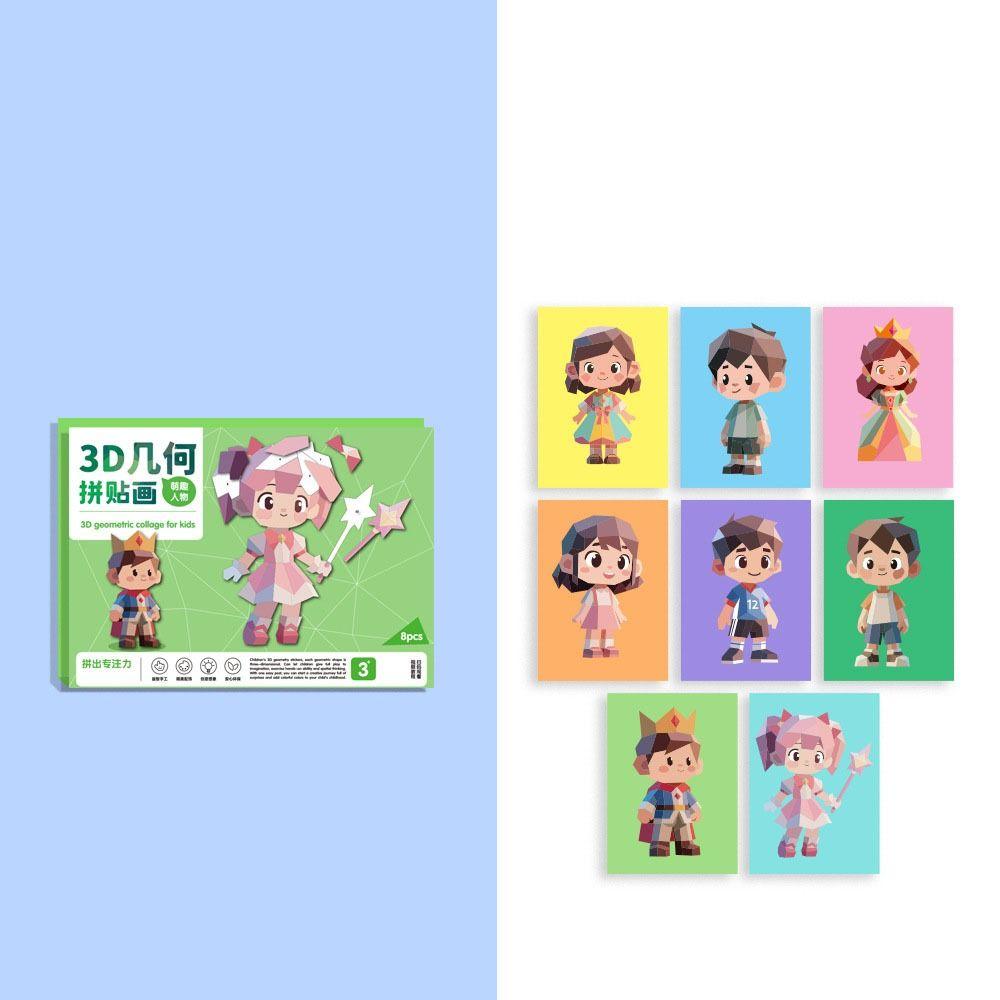 Paper DIY Paste Material Kit Handmade Animals Sticker Book 3D Geometric Sticker Books  Kids