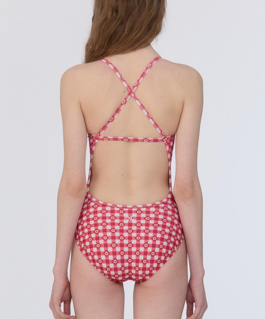 Lupeulupeu [Gingham Cottage_Red] One-Piece Swimsuit