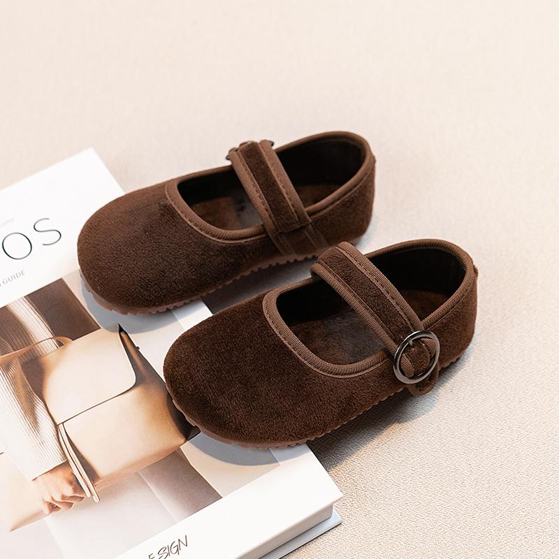 

Модные популярные новые детские туфли для девочек на весну/осень, однотонные, на плоской подошве, повседневные, удобные, студенческие, детские туфли для ходьбы, размер 21-30 30-Insole19cm коричневый