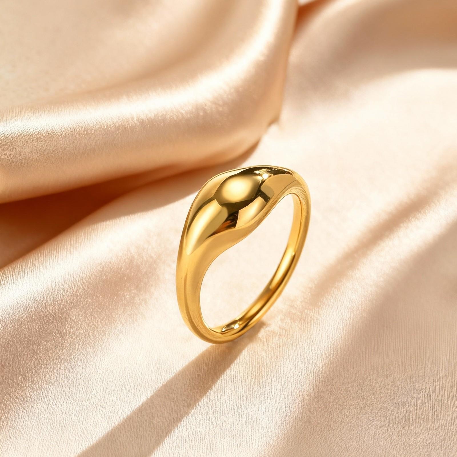 

Minimalist Irregular Smooth Ring for Women, Geometric Stainless Steel Rings, Gold Plated Aesthetic Fashion Jewelry US size 6