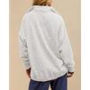 Womens Loose Half Button Collar Long Sleeve Casual Sweatshirt