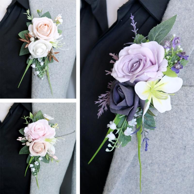 Wedding Boutonnieres Artificial Flower Arrangement for Wedding Reception Wedding Ceremony Engagement Decors