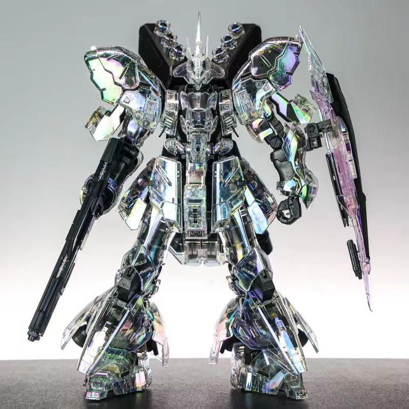 RG 1/144 Iridescent Chrome Sazabi Holographic Laser Transparent Gunpla Model Kit Anime Mecha Action Figure Boy Assembly Toy Gift