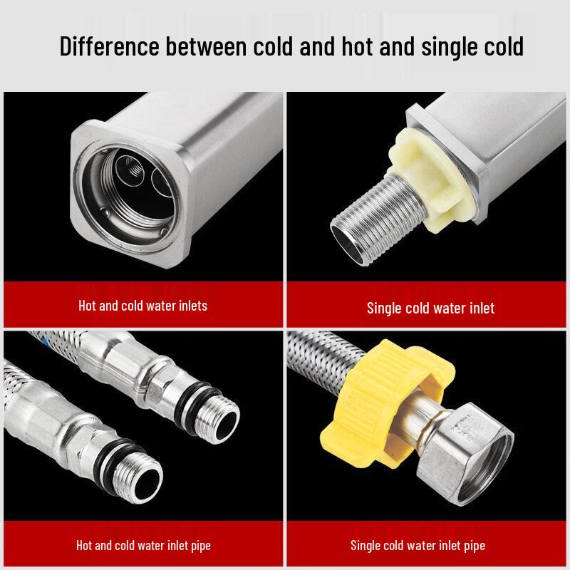 Brushed Gold Square Stainless Steel Basin Faucet