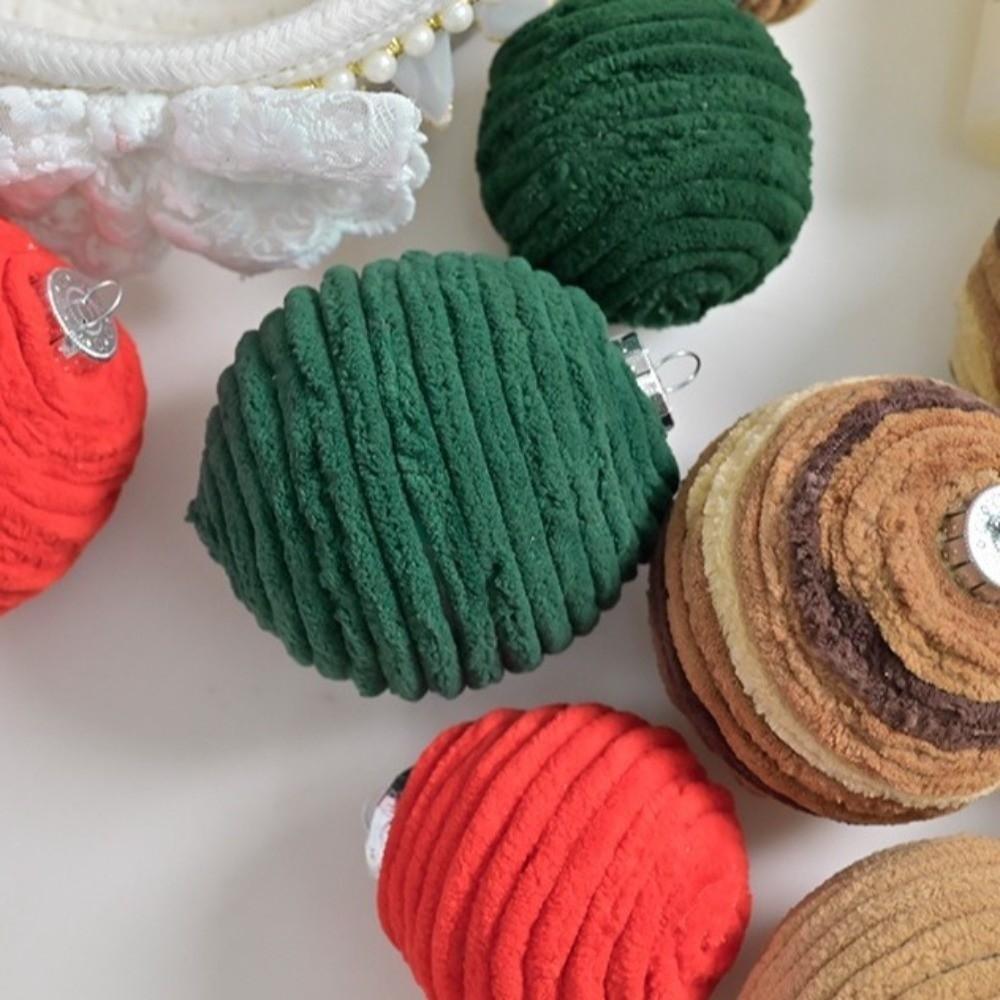 3pcs 7/10cm Christmas Ball Ornaments Flocking Shatterproof Xmas Spheres Pendant Plastic Christmas Tree Hangings Ball