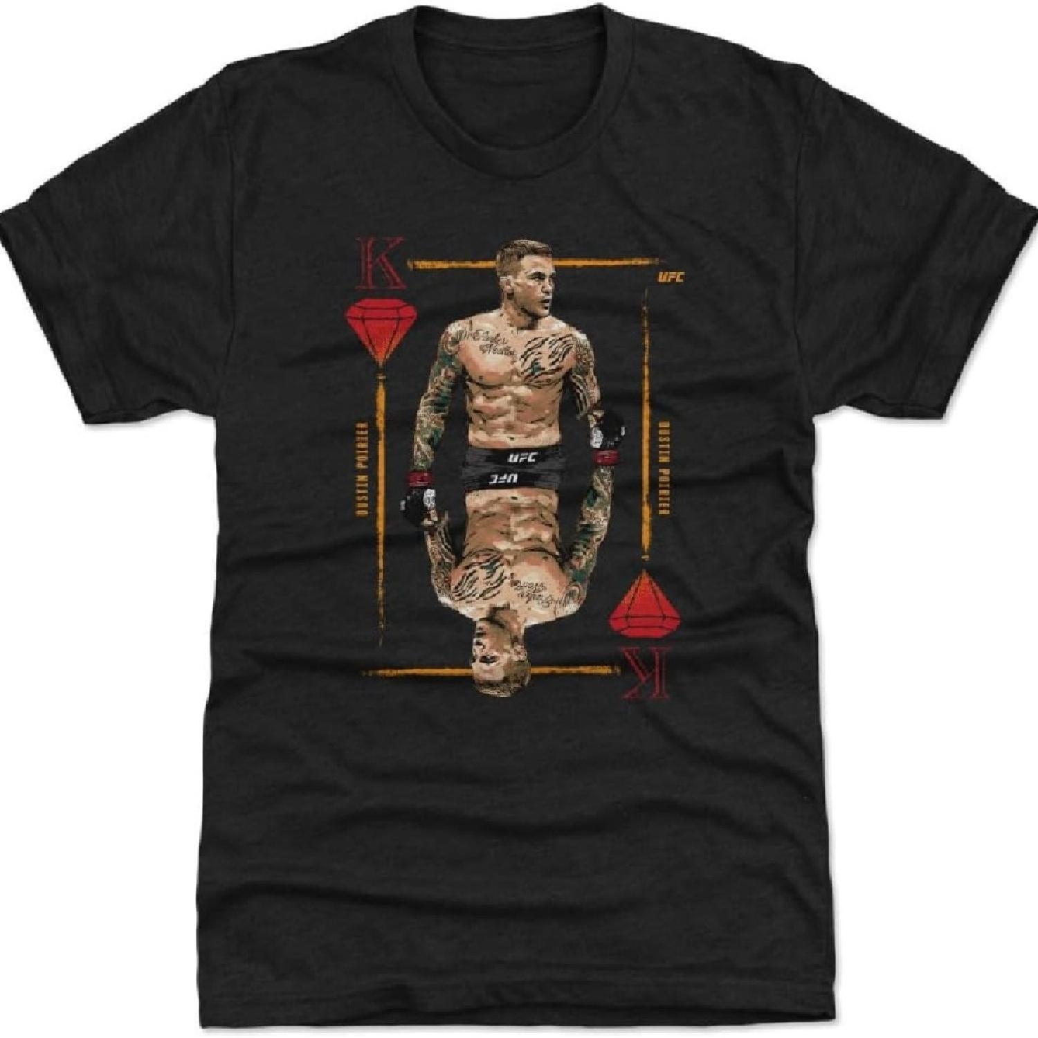 

500 LEVEL Мужская футболка премиум-класса UFC - Дастин Порье Король Бриллианта WHT XXXXXL