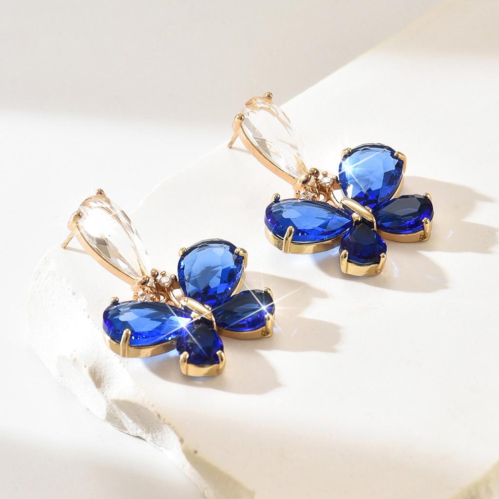 Korean-Style Exquisite Niche Diamond-Encrusted Butterfly Earrings, Simple Fashion Temperament Gentle Commuter Earrings