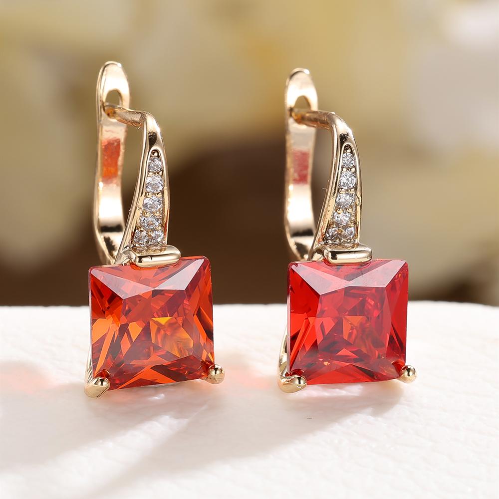 

Квадратные синие радужные серьги-подвески с цирконами CZ для женщин, модные серьги-капли золотого цвета, повседневные изящные украшения красный
