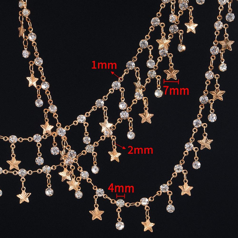 100cm Blue Crystal Butterfly Charms Chains Bracelet Necklace Jewelry Making Beaded Copper Chain DIY Supplies Gold Silver Stars