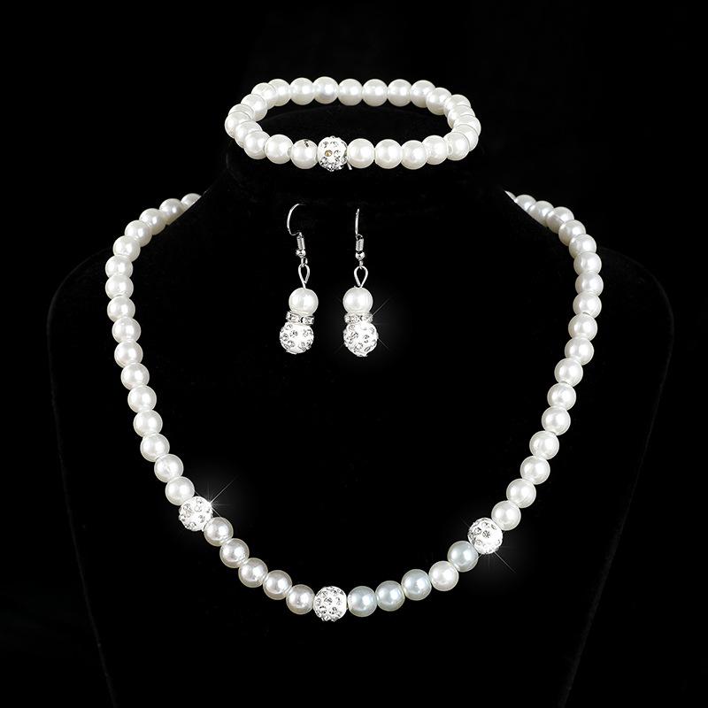 Accessories Bridal Sweater Necklace Kit Diamond Faux Pearl Necklace Earrings Bracelet Kit
