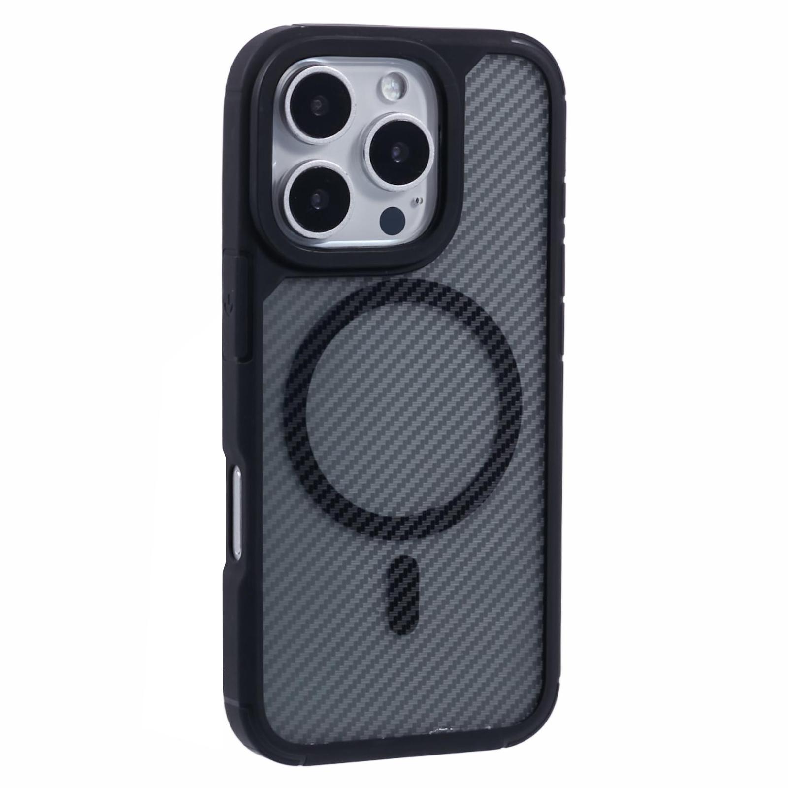 

Для чехла iPhone 16 Pro Max, совместимого с MagSafe, чехол для телефона из ТПУ+ПК из углеродного волокна с защитой от падения A