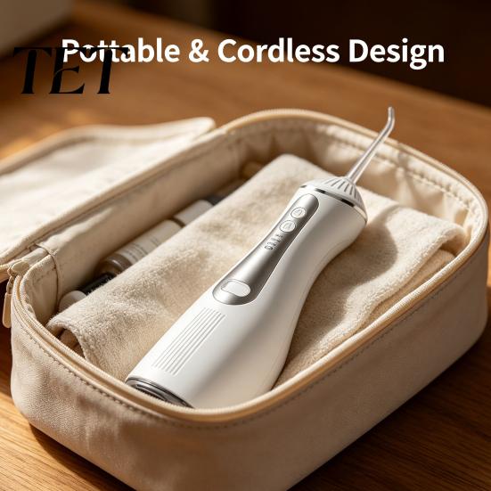 Cordless Dental Irrigator Electric Water Flosser, 3 Pressure Modes And 4 Nozzles Design, 330ml Capacity Orthodontic Oral Tank, Rechargeable
