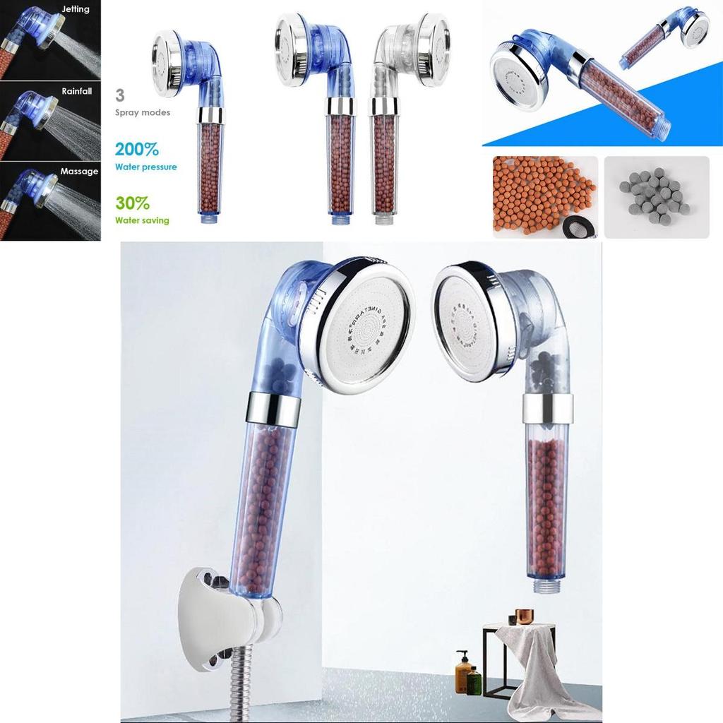 Adjustable 3mode Shower Head High Pressure Saving Water Filter Spa Nozzle Bath