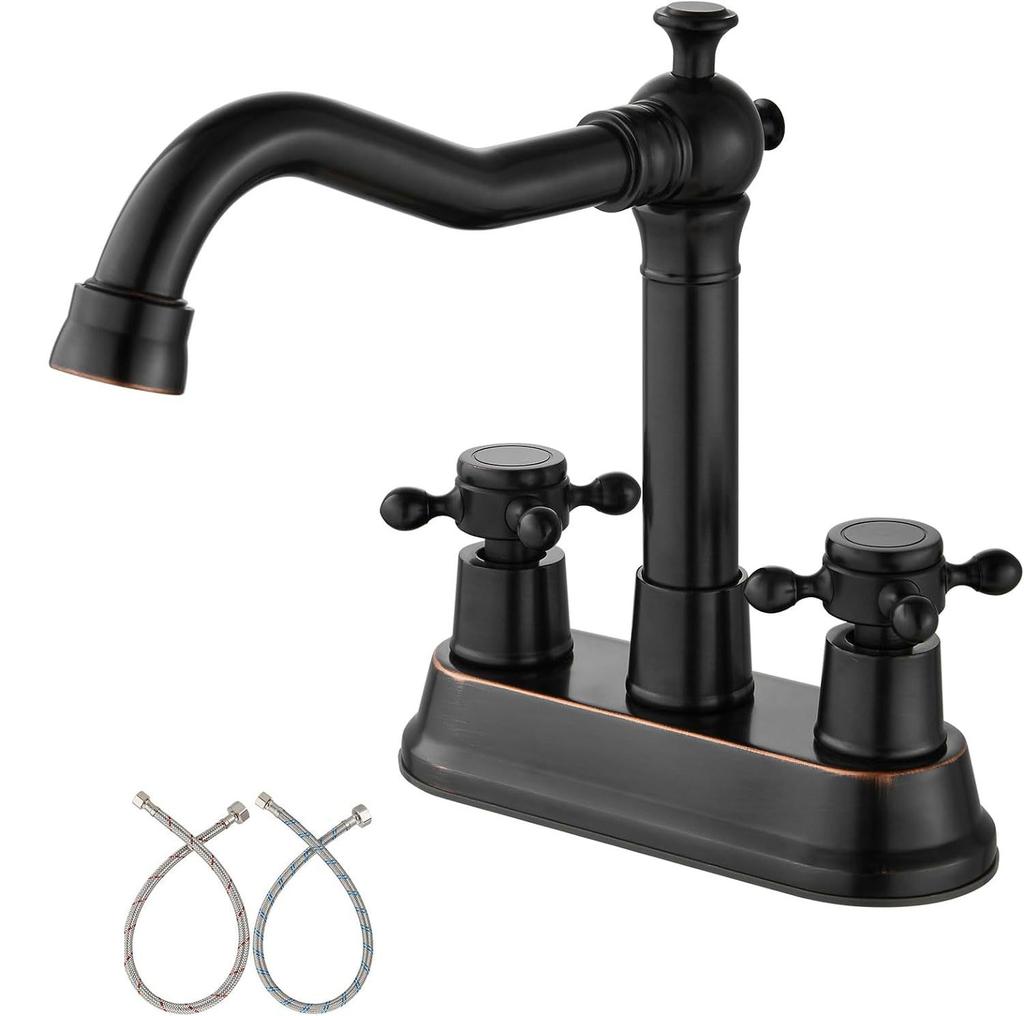 360 Swivel Antique Brass Bathroom Basin Faucet Sink Mixers Taps Bathtub Dual Handles Deck Mounted Basin Sink Mixer Black Chrome