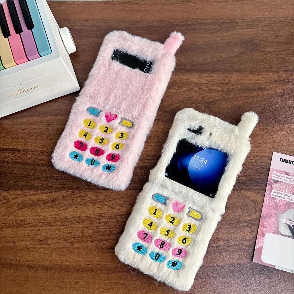 Autumn and winter plush folding big brother mobile phone case for Samsung Z FLIP6 trend Z FLIP5 creative 4/3 generation