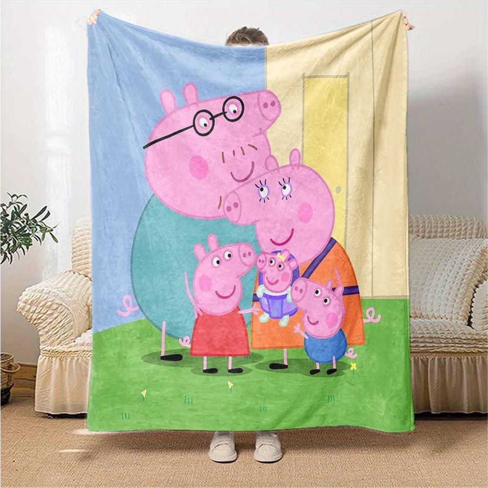 Peppa Pig Theme Printed Blanket - Perfect for Couch, Bed, Travel & Outdoor Use | Machine Washable, Cozy & Durable.