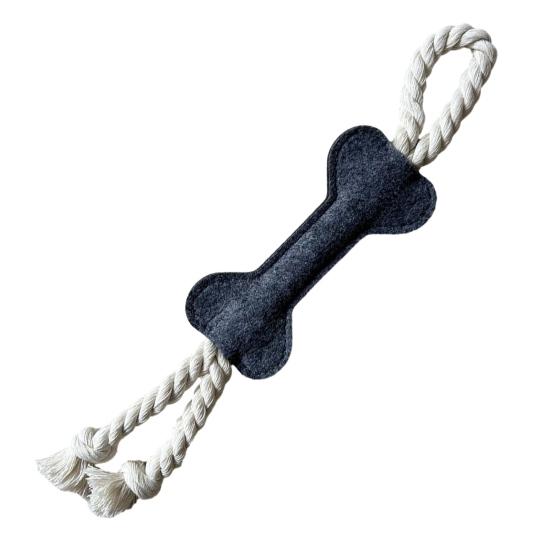 

Dog Rope Toy Felt Bone Dog Chew Toy Interactive Tug-of-War Rope Dog Toy for Teeth Cleaning Puppy Teething