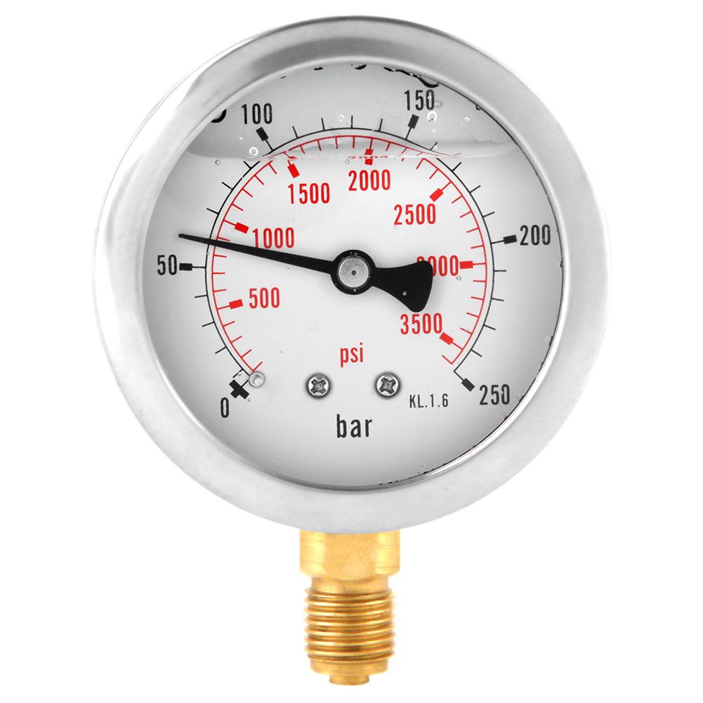 Metal Pressure Gauge 0-250Bar 3750PSI 0-600Bar 8500Psi 1/4" 63mm Dial Hydraulic Water Pressure Gauge manometer pressure measure
