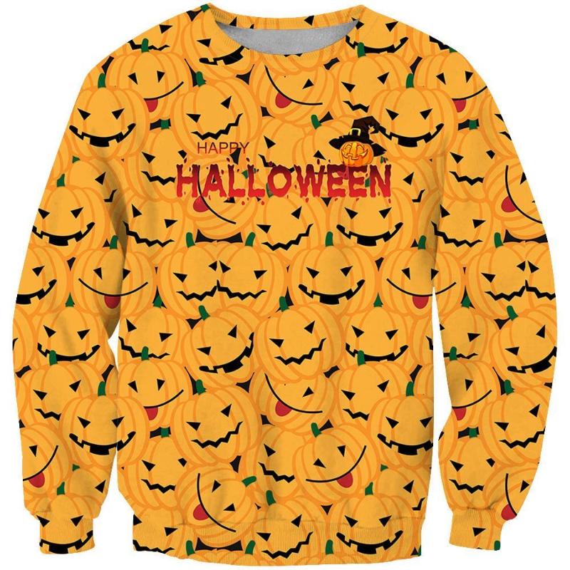 New Autumn Halloween Digital Printed Tops Fashionable Versatile Round Neck Sweatshirt Trendy